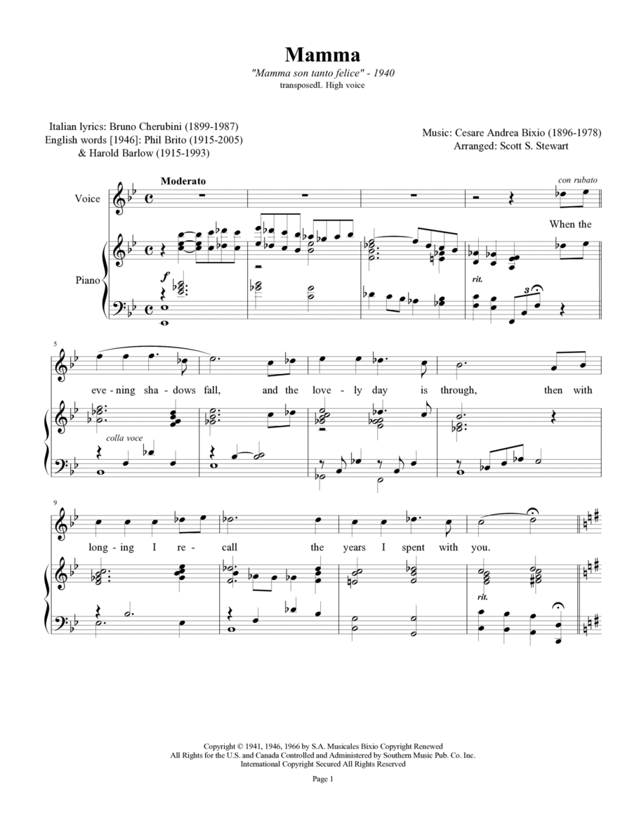 Mama (mamma) Voice scores gallery preview page 1