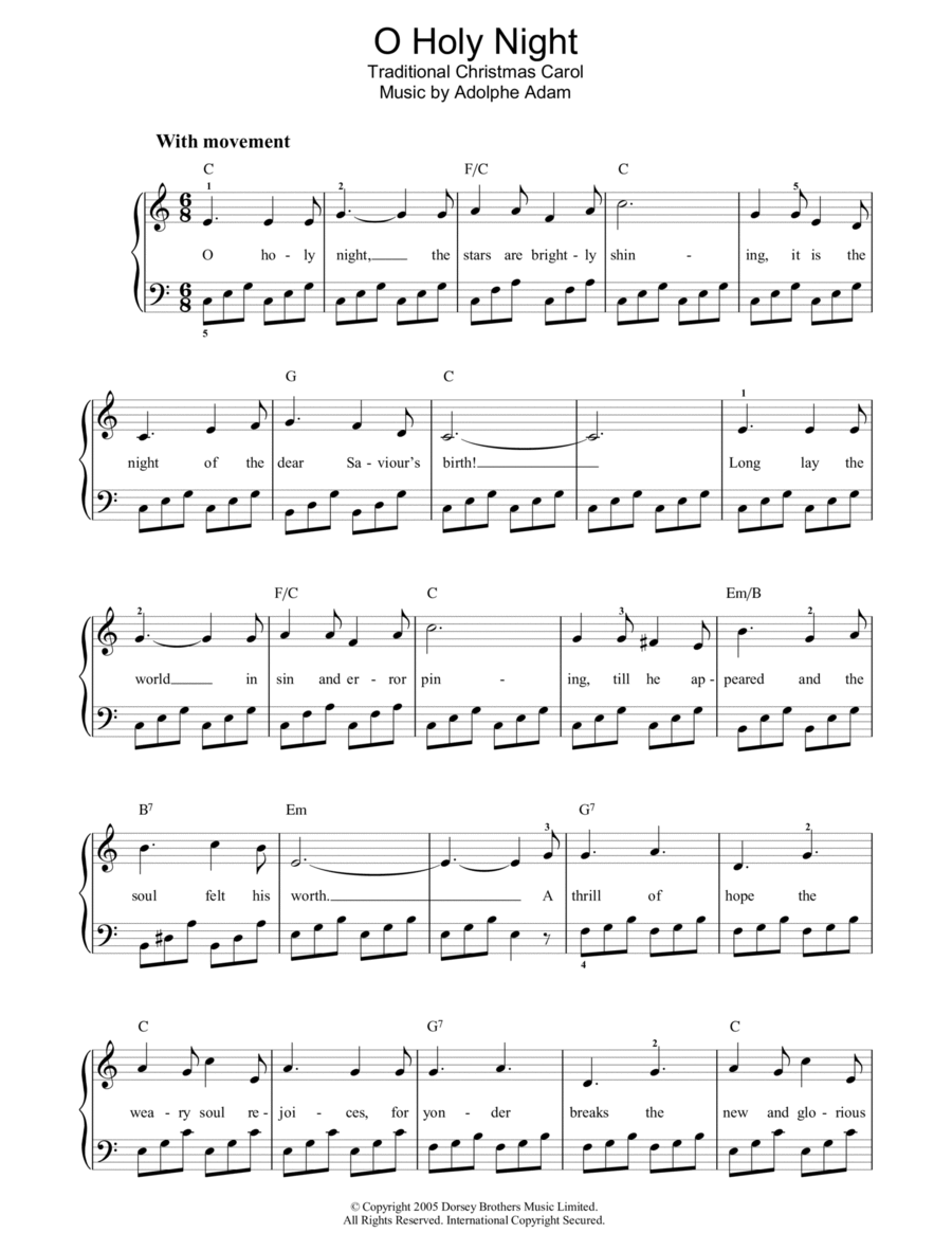 O Holy Night O Holy Night Easy Piano scores gallery preview page 1