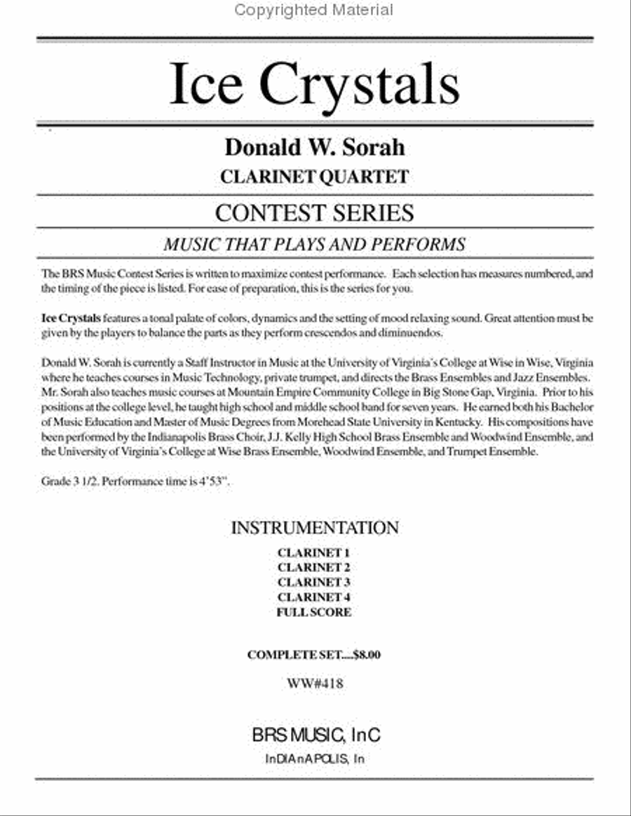 Ice Crystals Clarinet Quartet scores gallery preview page 2
