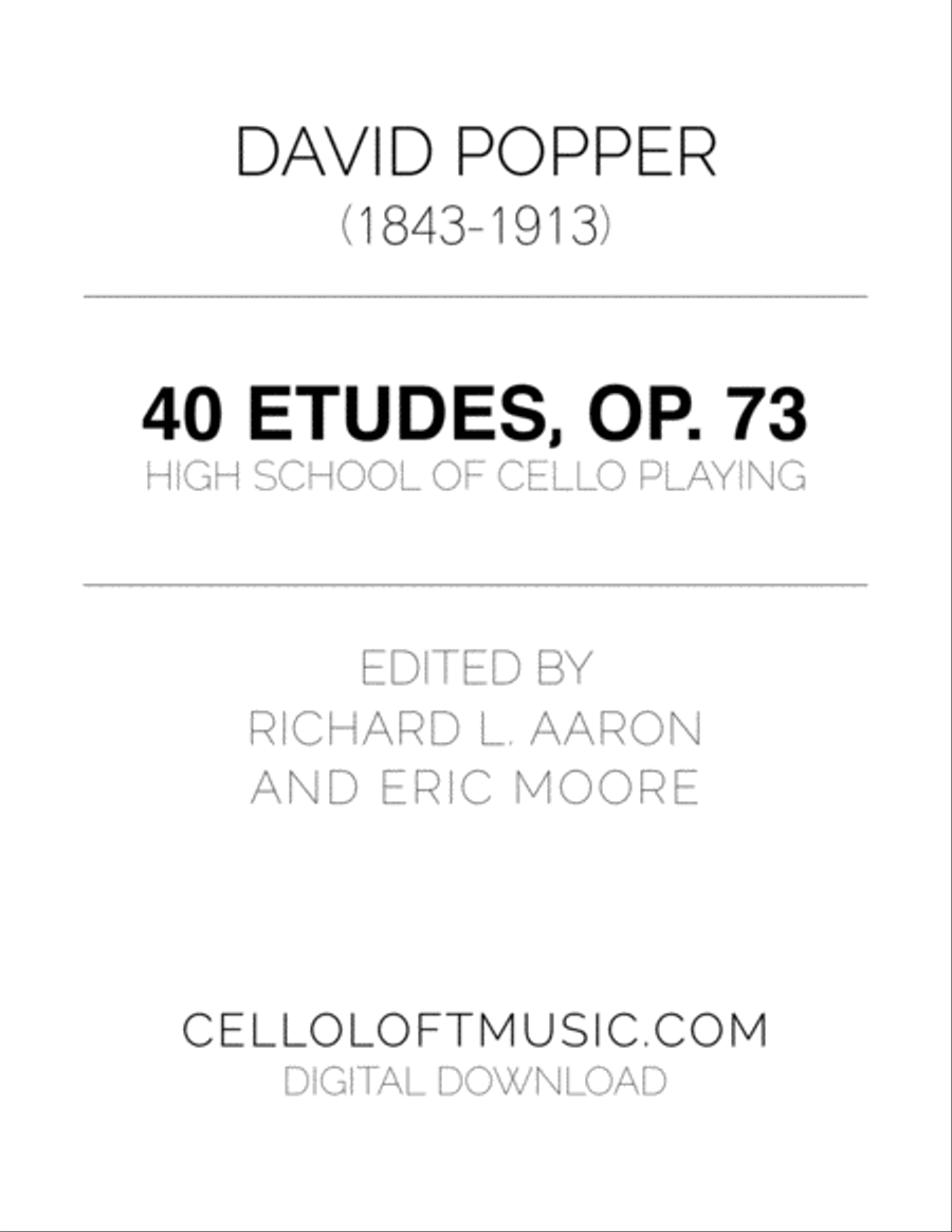 Popper | 40 Etudes, op. 73 - edited by Richard Aaron Cello Solo scores gallery preview page 1