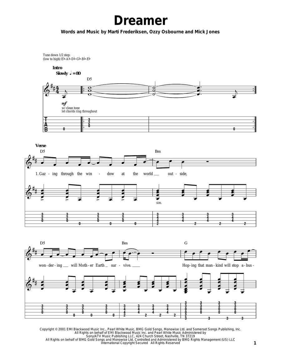 Dreamer Acoustic Guitar scores gallery preview page 1