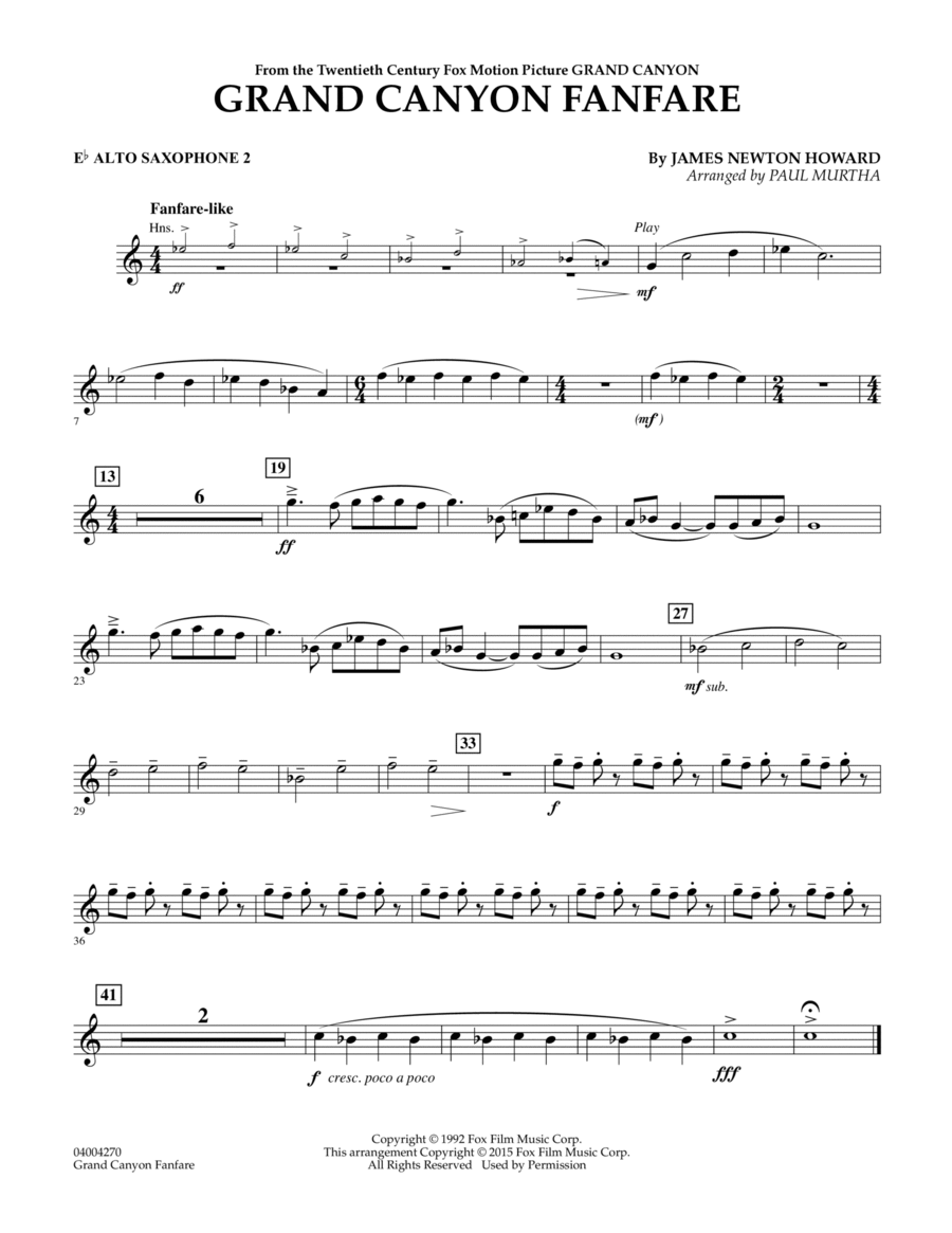 Grand Canyon Fanfare - Eb Alto Saxophone 2 Alto Saxophone scores gallery preview page 1
