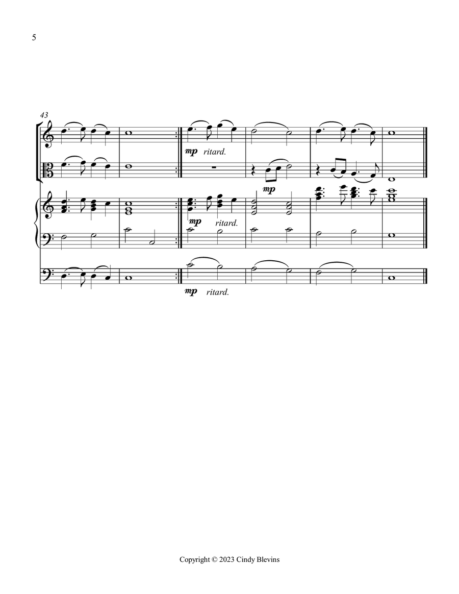 In the Bleak Midwinter, for Violin, Viola, Cello and Piano Small Ensemble scores gallery preview page 6
