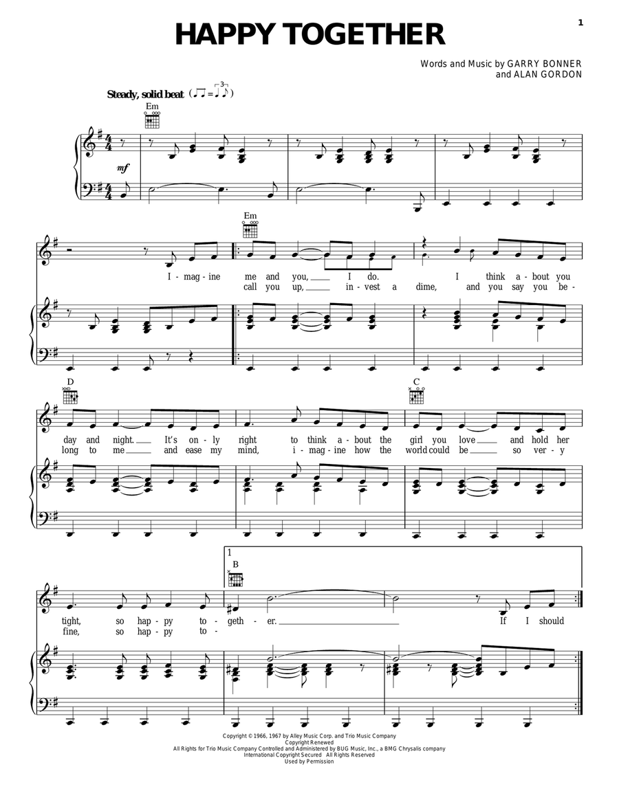 Happy Together Happy Together Acoustic Guitar scores gallery preview page 1