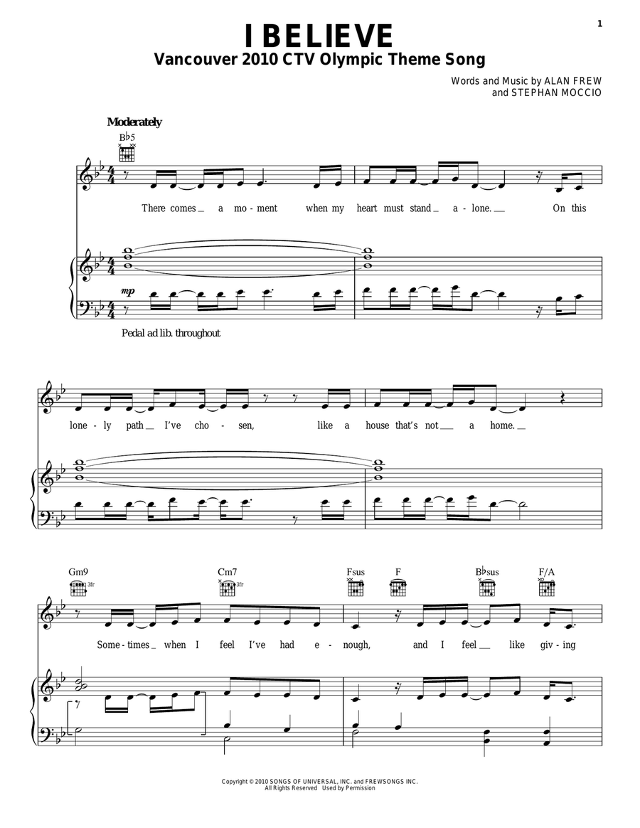 I Believe I Believe Piano, Vocal, Guitar scores gallery preview page 1