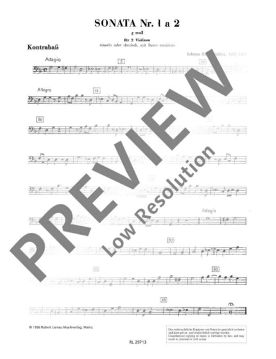 Sonata No. 1 G minor a 2 Sonata No. 1 G minor a 2 Double Bass scores gallery preview page 2
