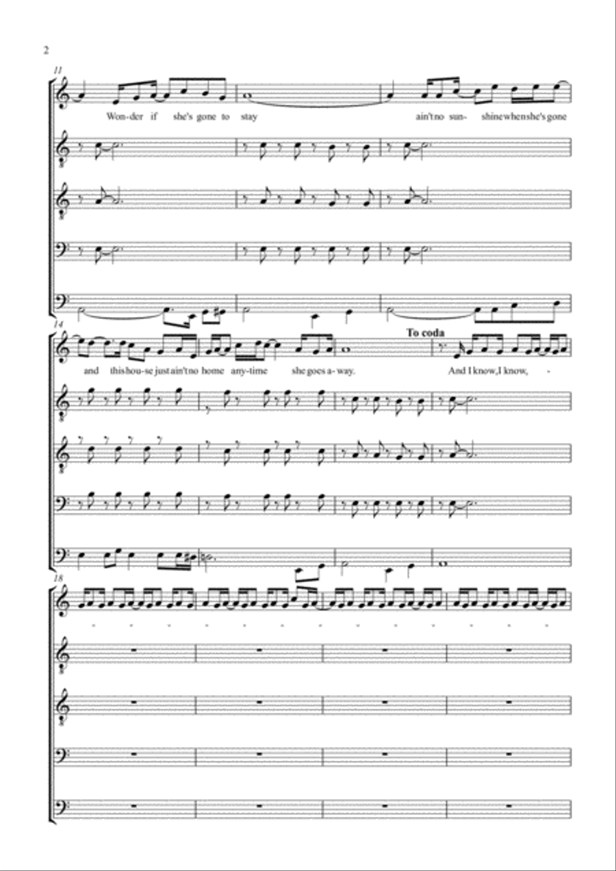 Ain't No Sunshine Ain't No Sunshine TTBB scores gallery preview page 2