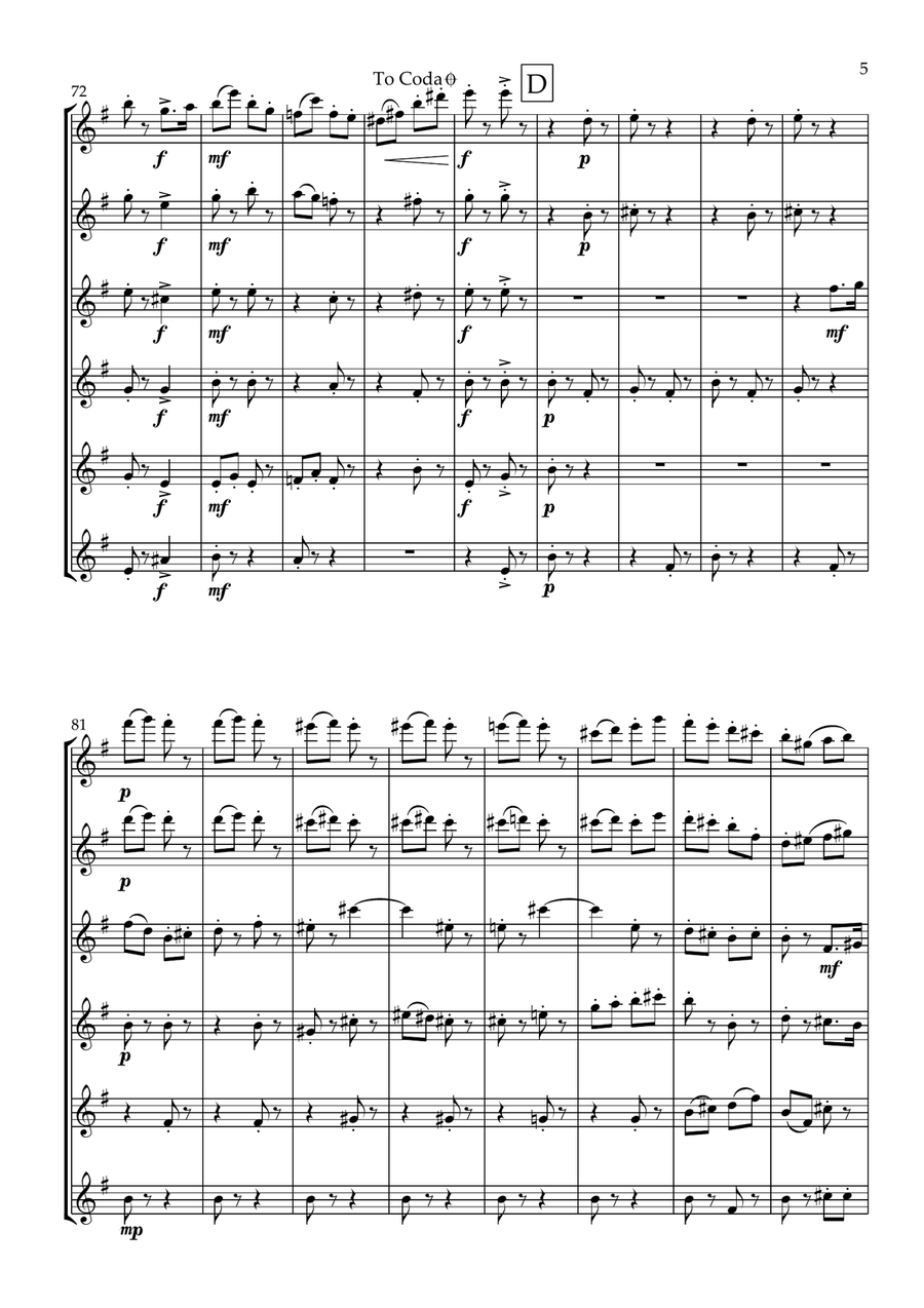 The Mischievous Elves For Flute Choir (6 C Flutes) Flute Choir scores gallery preview page 6
