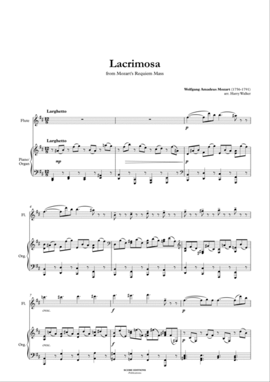 Lacrimosa - Mozart (for Flute and Piano/Organ) Lacrimosa - Mozart (for Flute and Piano/Organ) Flute Solo scores gallery preview page 3
