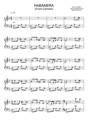 Bizet - Habanera (From Carmen) (easy piano sheet)