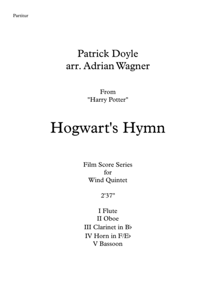 Harry Potter "Hogwart's Hymn" Wind Quintet arr. Adrian Wagner image number null
