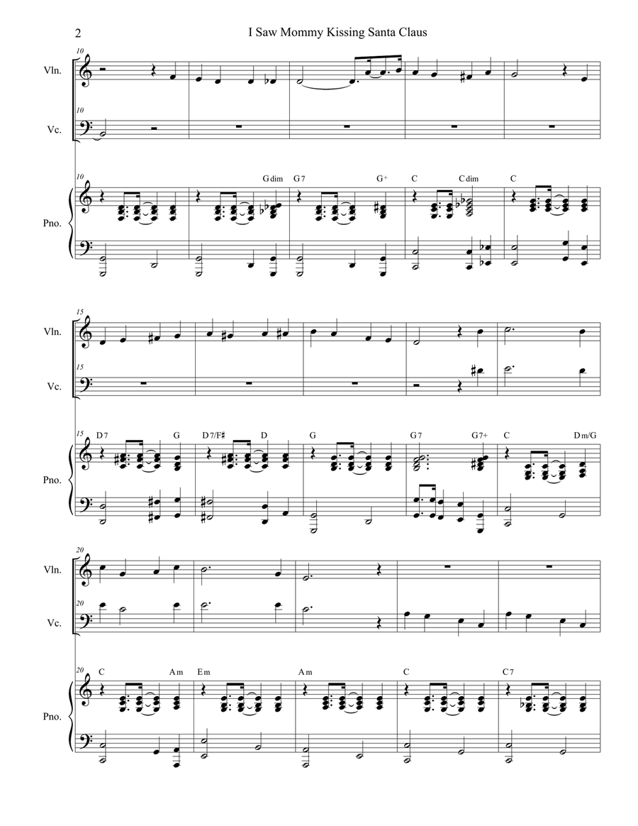 I Saw Mommy Kissing Santa Claus Piano Trio scores gallery preview page 2