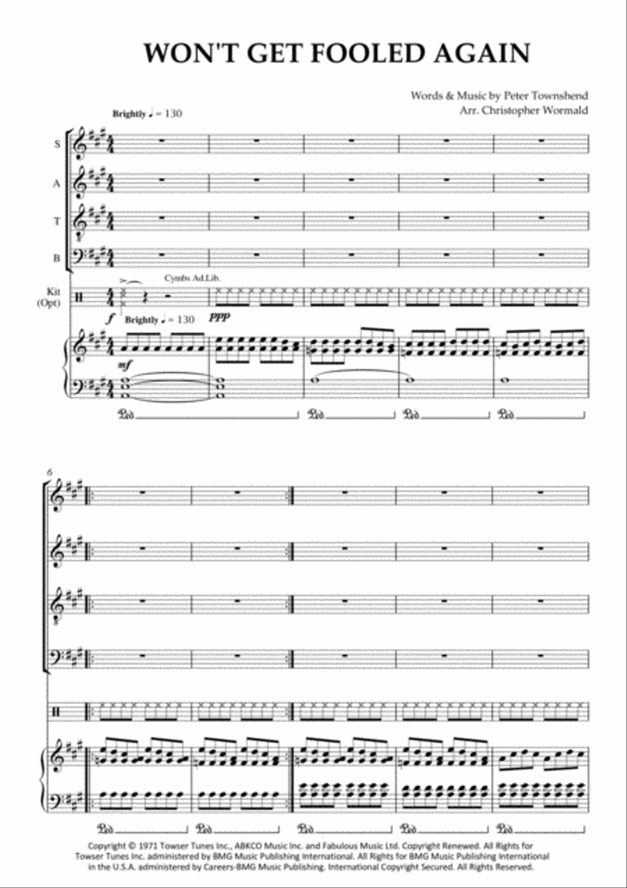 Won't Get Fooled Again 4-Part scores gallery preview page 1