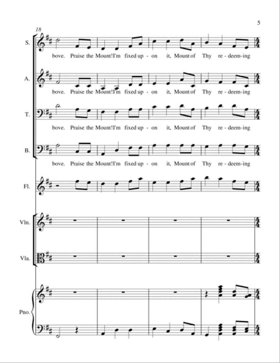 Come, Thou Fount of Every Blessing - #1 of 5 in my Suite of Hymns 4-Part scores gallery preview page 5