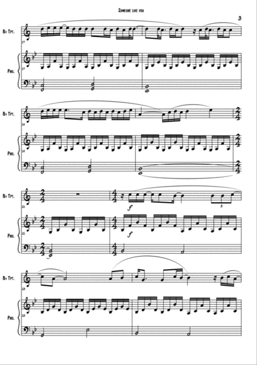 Someone Like You Trumpet Solo scores gallery preview page 3