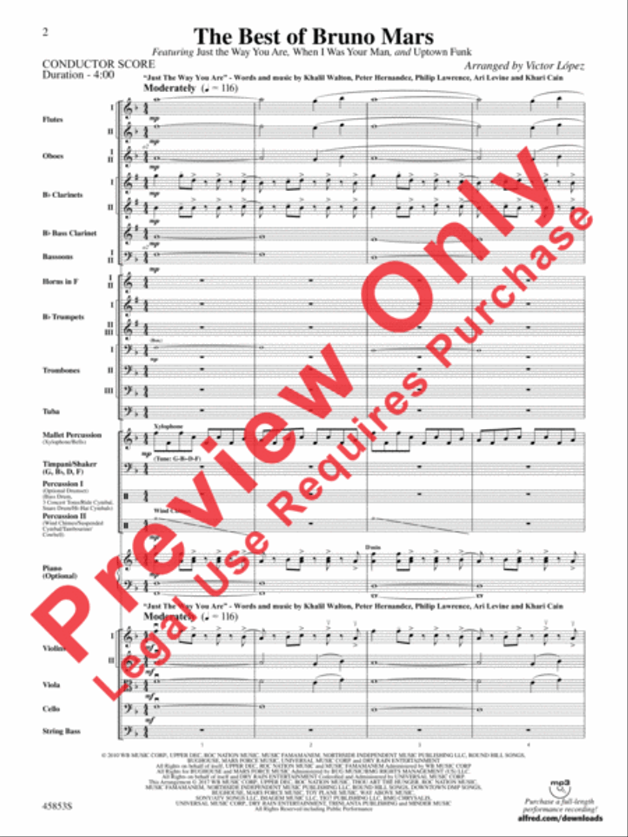 The Best of Bruno Mars Full Orchestra scores gallery preview page 2