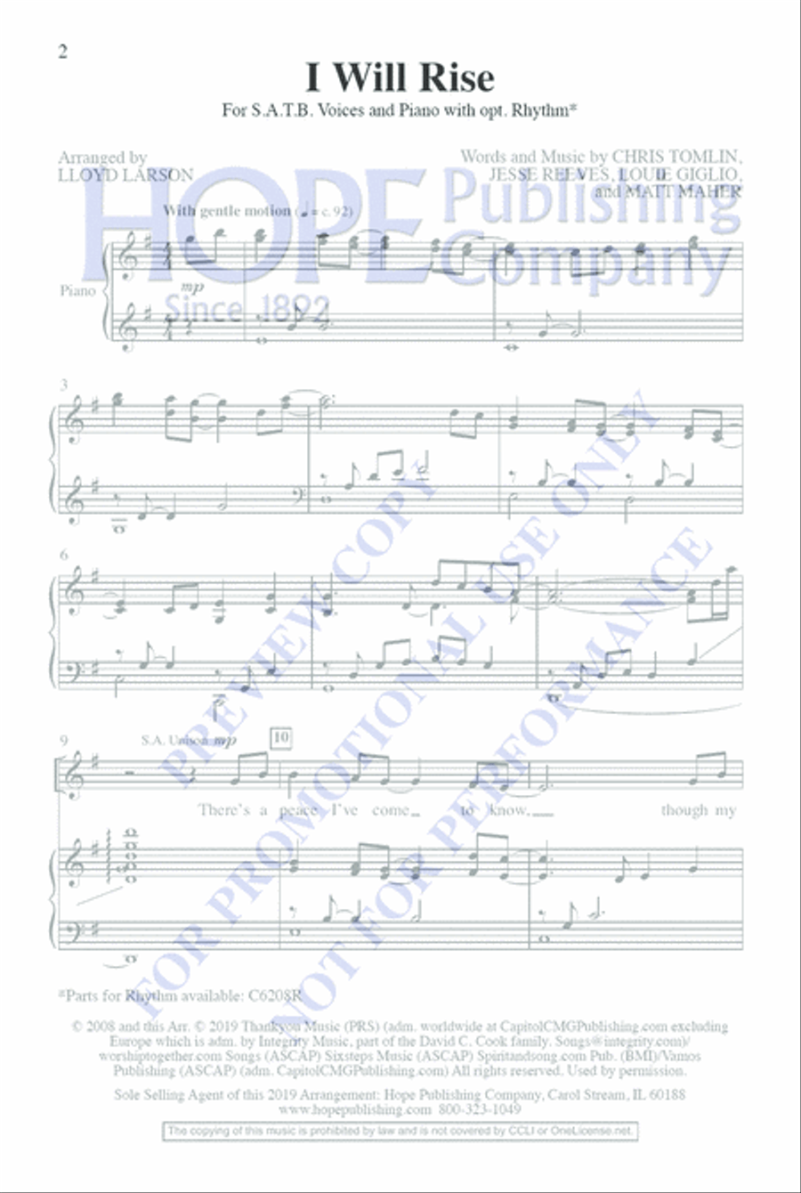 I Will Rise Choir scores gallery preview page 2