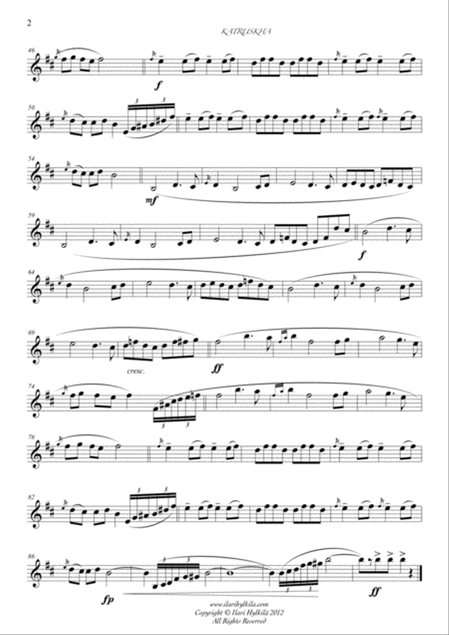 Katruskha (for Clarinet solo) Clarinet Solo scores gallery preview page 2