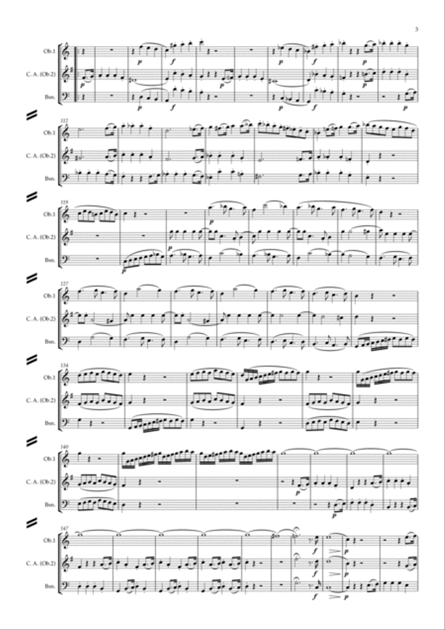 Beethoven: Wind Trio in C Major Op.87 Mvt.I Allegro - double reed trio (Ob.,C.A.,Bsn.) Woodwind Ensemble scores gallery preview page 3