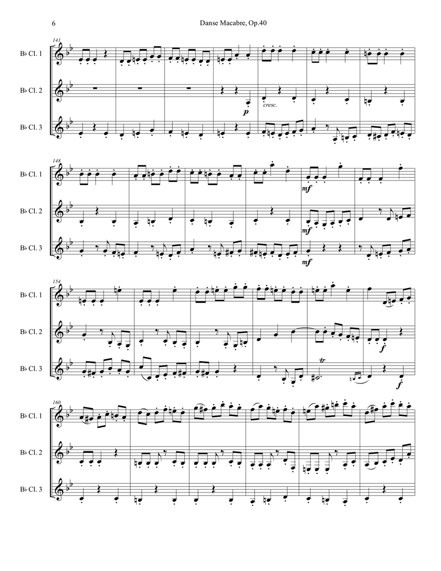 Danse Macabre - Camille Saint-Saëns / Arr. for clarinet trio Clarinet Trio scores gallery preview page 6