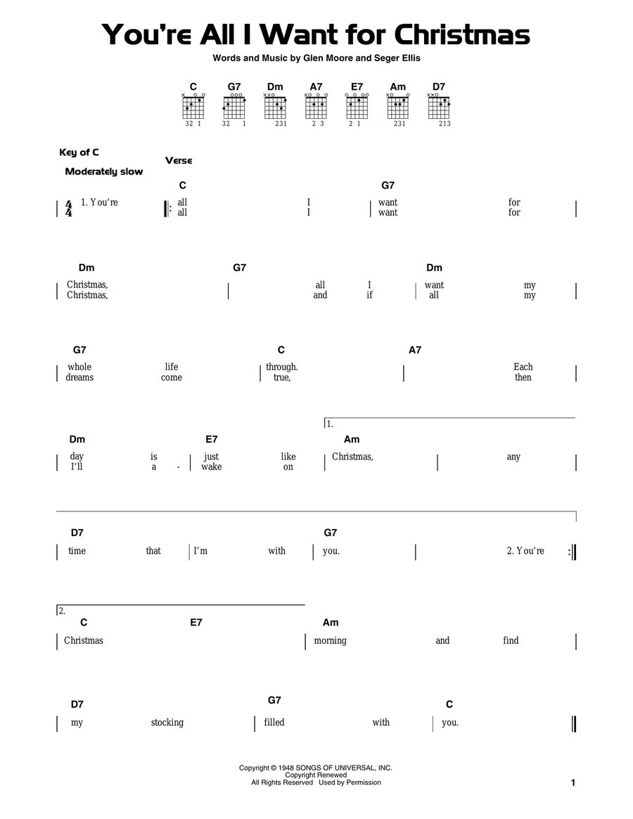 You're All I Want For Christmas Guitar scores gallery preview page 1