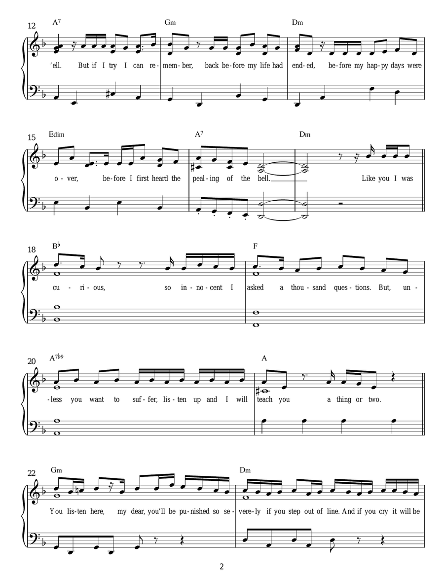 School Song (From 'Matilda The Musical') Easy Piano scores gallery preview page 2