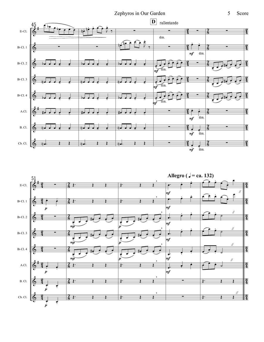 Zephyros in Our Garden for Clarinet Choir Clarinet Choir scores gallery preview page 6