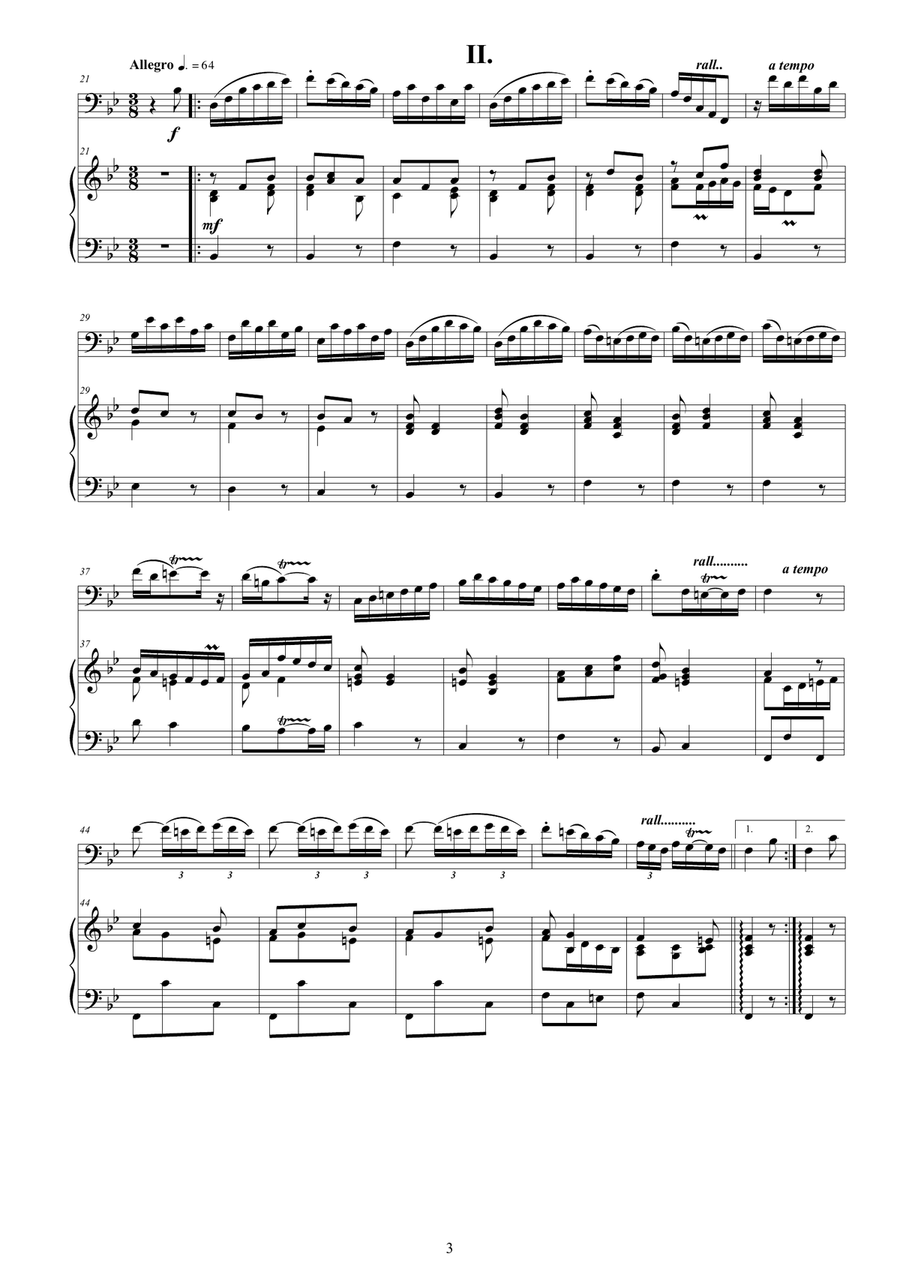 Vivaldi - Cello Sonata No.1 in B flat Op.14 RV 47 for Cello and Cembalo (or Piano) String Duet scores gallery preview page 3
