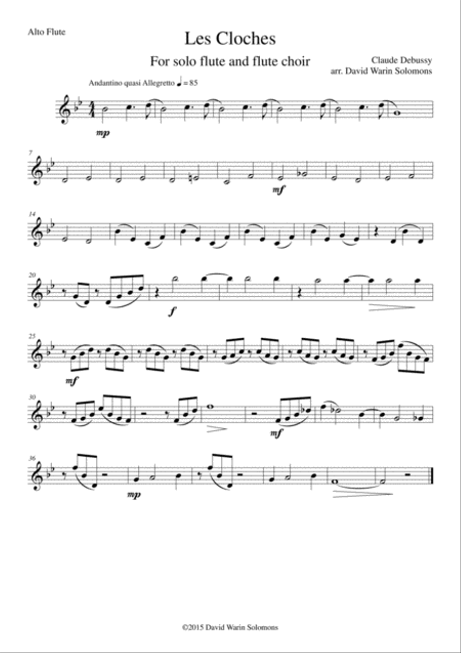 Les Cloches for flute solo and flute choir Flute Choir scores gallery preview page 4