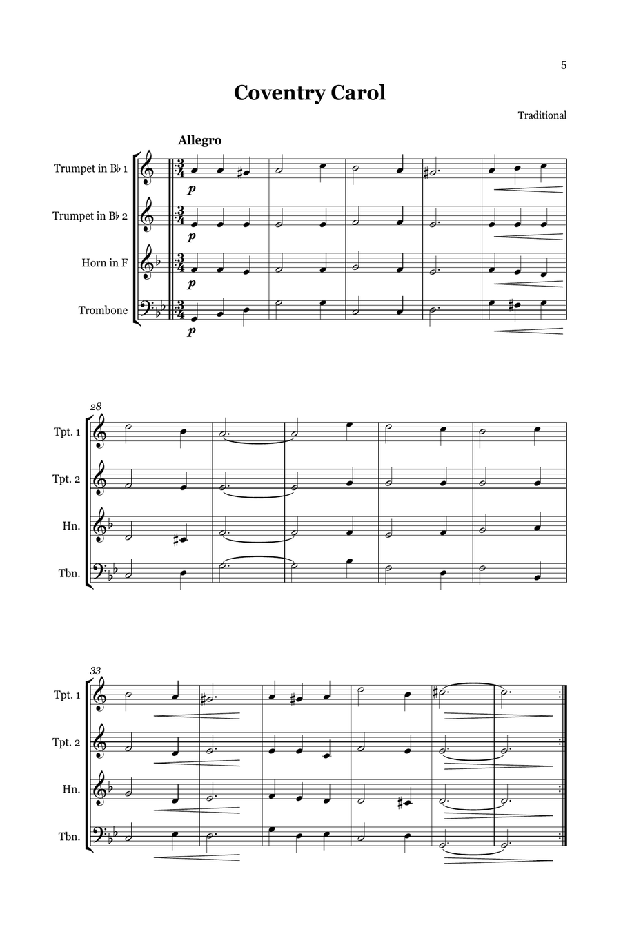 Christmas Carol Selection vol. 2 for brass quartet Brass Quartet scores gallery preview page 5