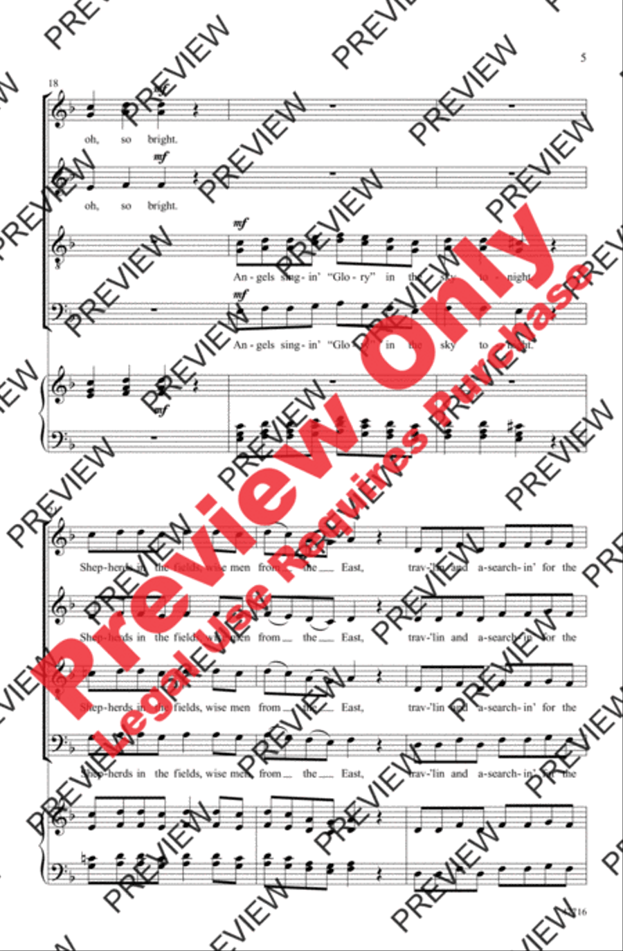 Walkin' Down the Road to Bethlehem 4-Part scores gallery preview page 5