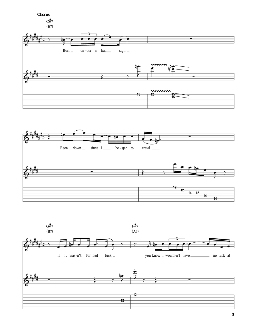Born Under A Bad Sign Electric Guitar scores gallery preview page 3