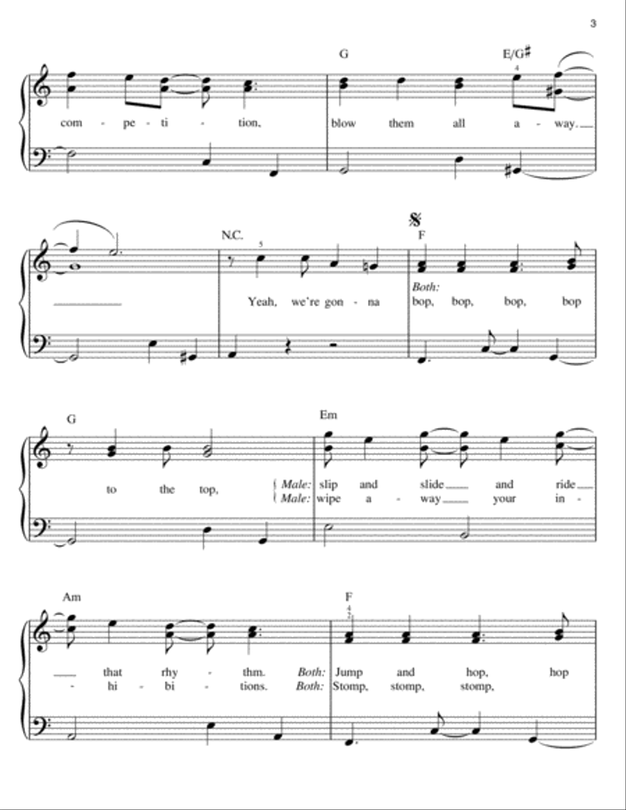 Bop To The Top (from High School Musical) Easy Piano scores gallery preview page 3
