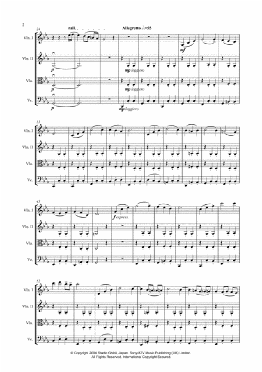 Merry-go-round Of Life String Quartet scores gallery preview page 2