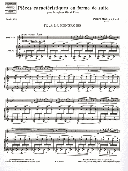 Pieces Caracteristiques Op.77 No.4 - A La Hongroise (alto Saxophone/