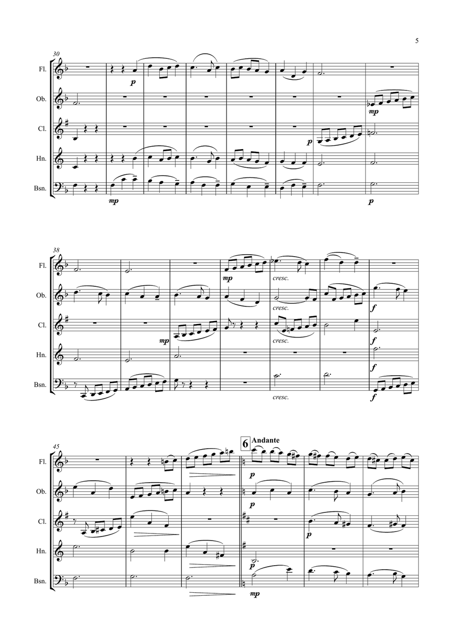 Holst: Brook Green Suite (Complete): 3 mvts. I. Prelude II. Air III. Dance - wind quintet Woodwind Quintet scores gallery preview page 5