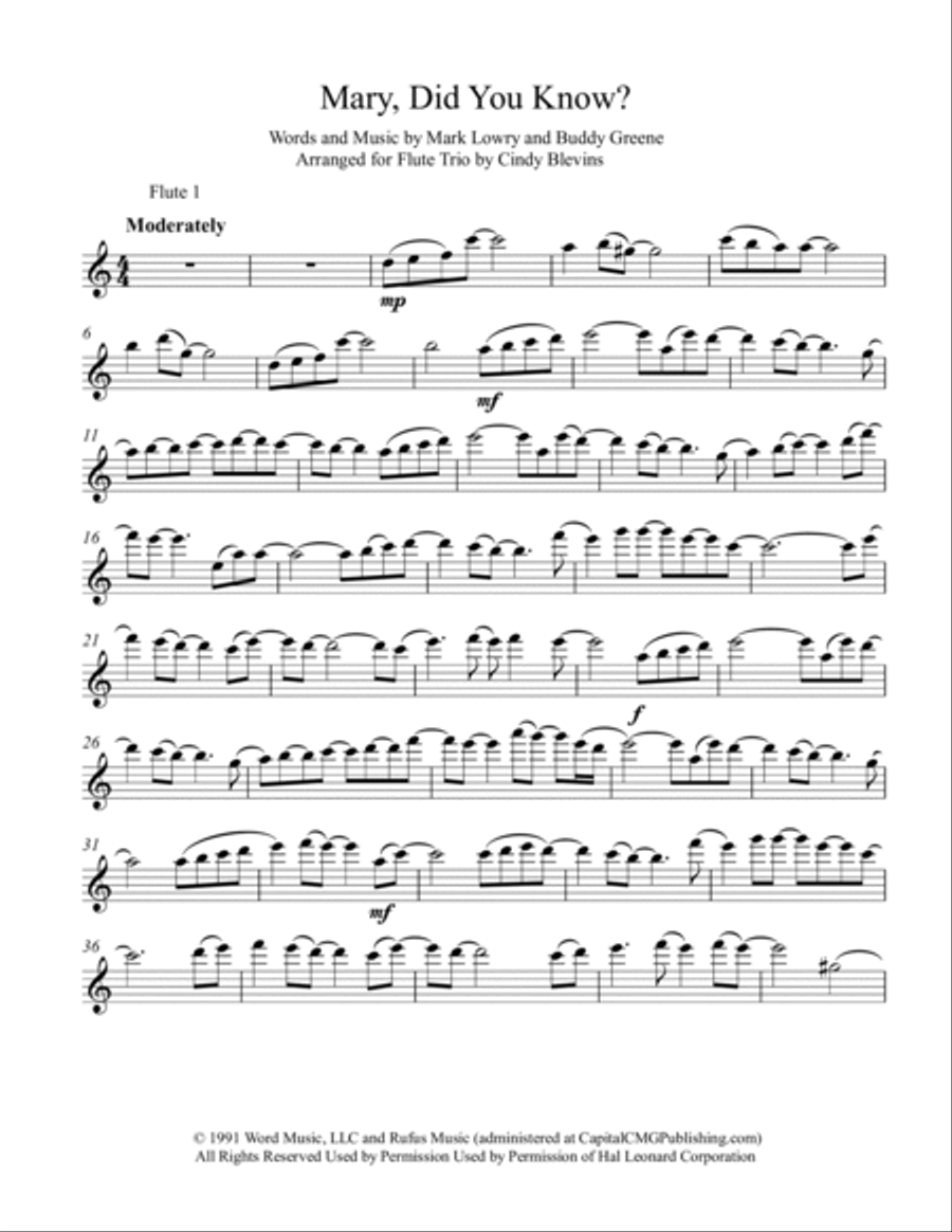 Mary, Did You Know? Flute Trio scores gallery preview page 6