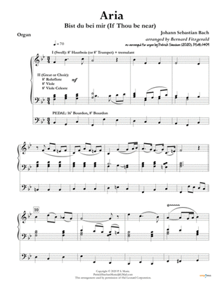 Aria ("Bist du bei mir") [J. S. Bach] for solo organ