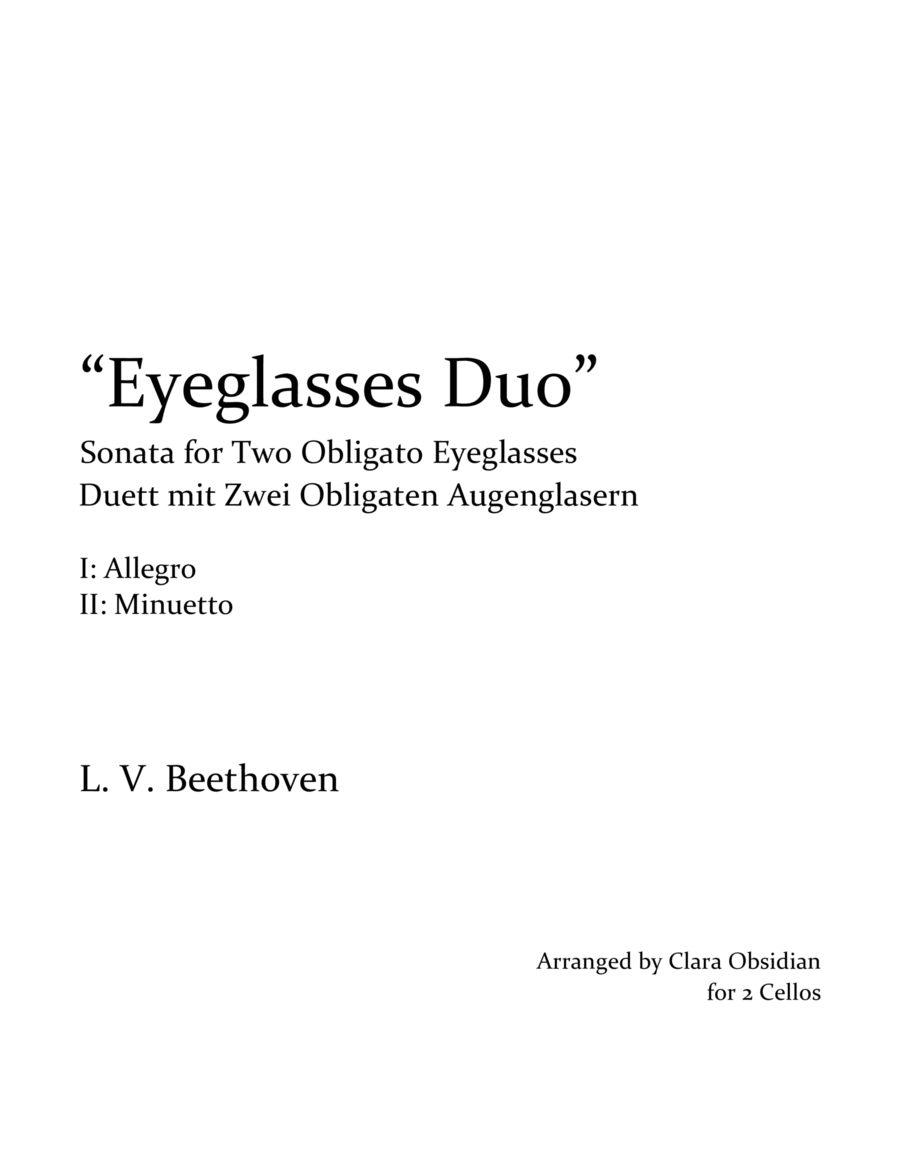 Beethoven: Eyeglasses Duo [Complete], WoO 32, Arranged for 2 Cellos image number null