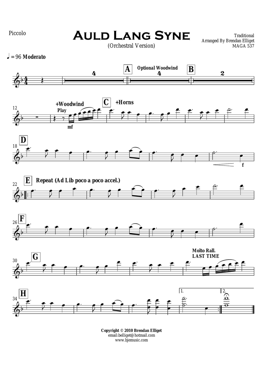 Auld Lang Syne - Orchestra Score and Parts image number null