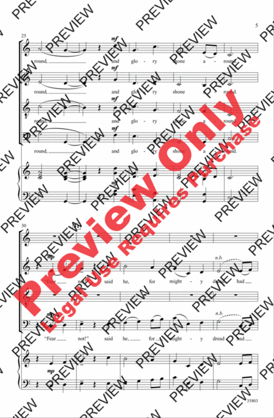 While Shepherds Watched Their Flocks 4-Part scores gallery preview page 5
