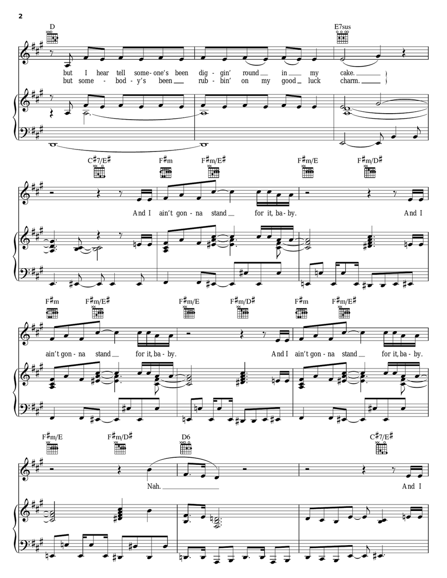 I Ain't Gonna Stand For It Piano, Vocal, Guitar scores gallery preview page 2