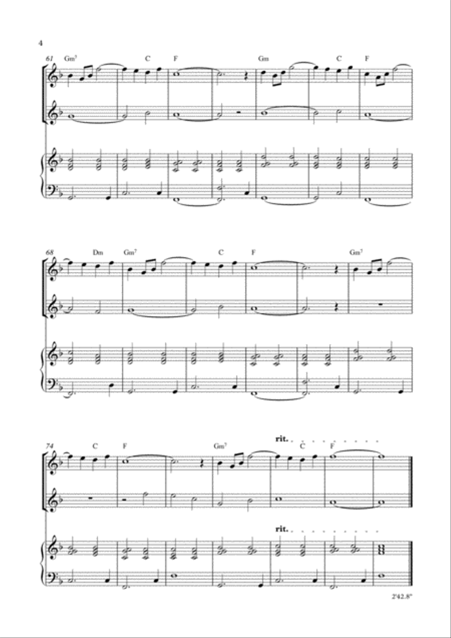 Instrumental Interlude 2'42 in F for 2 flutes and guiatr/piano by Simon Peberdy Small Ensemble scores gallery preview page 4