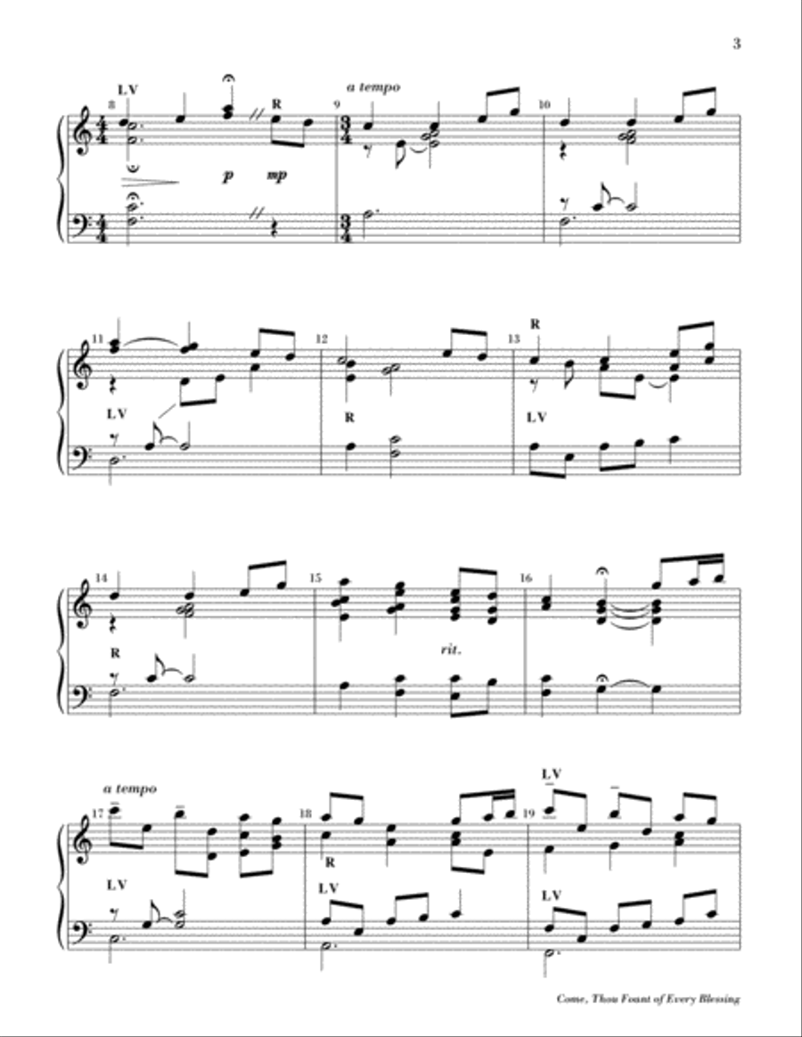Come, Thou Fount of Every Blessing 5-Octaves scores gallery preview page 3