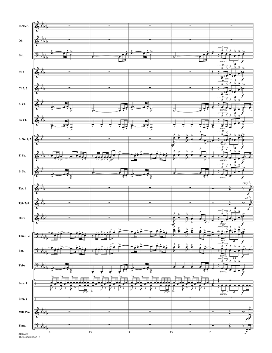 The Mandalorian (from Star Wars: The Mandalorian) (arr. Paul Murtha) - Conductor Score (Full Score) Concert Band scores gallery preview page 4