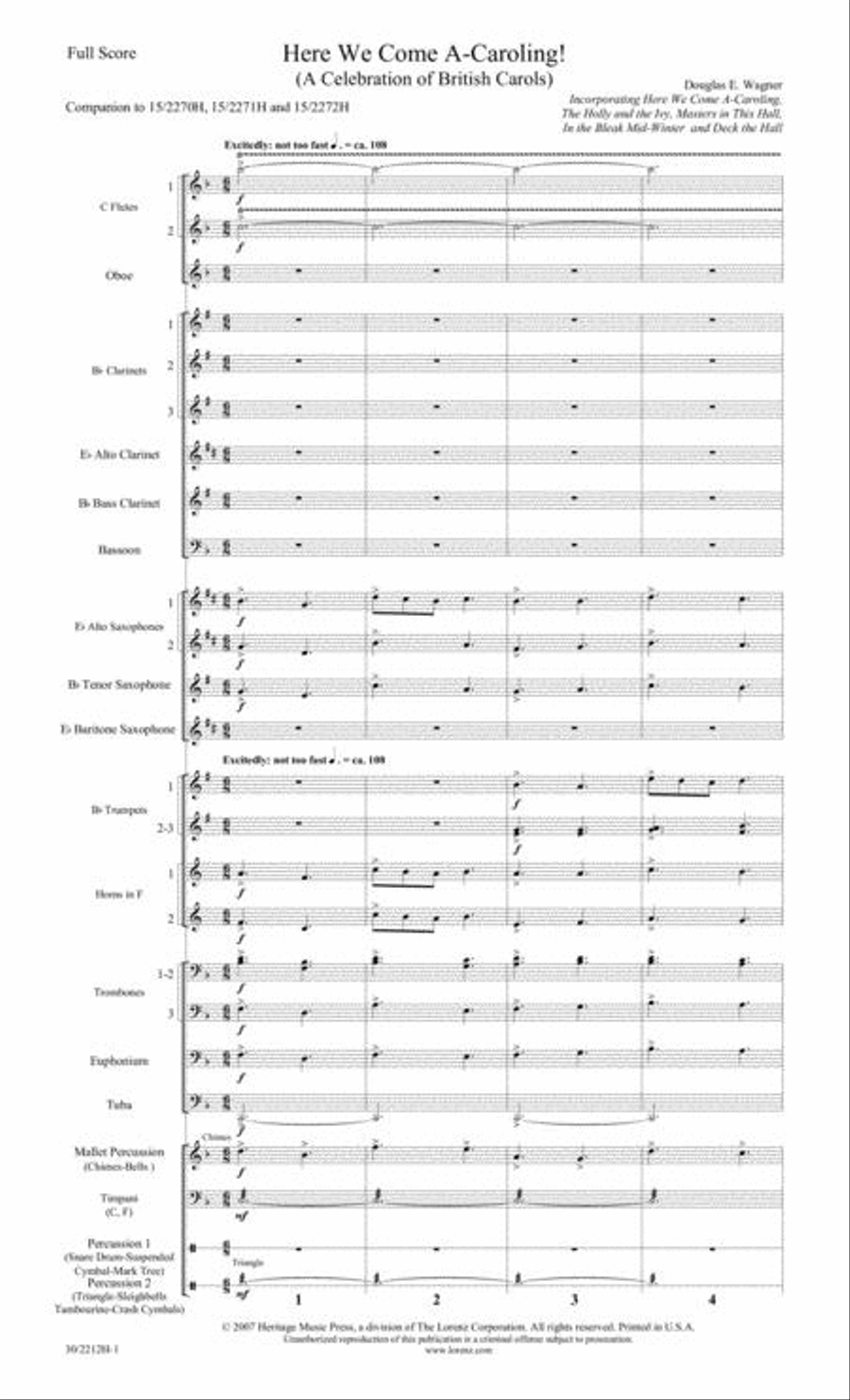 Here We Come A-Caroling! - Concert Band Score and Parts