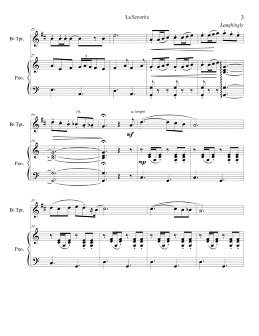 La Senorita (#3 from the "Alhambra Suite") - intermediate trumpet with piano accompaniment image number null