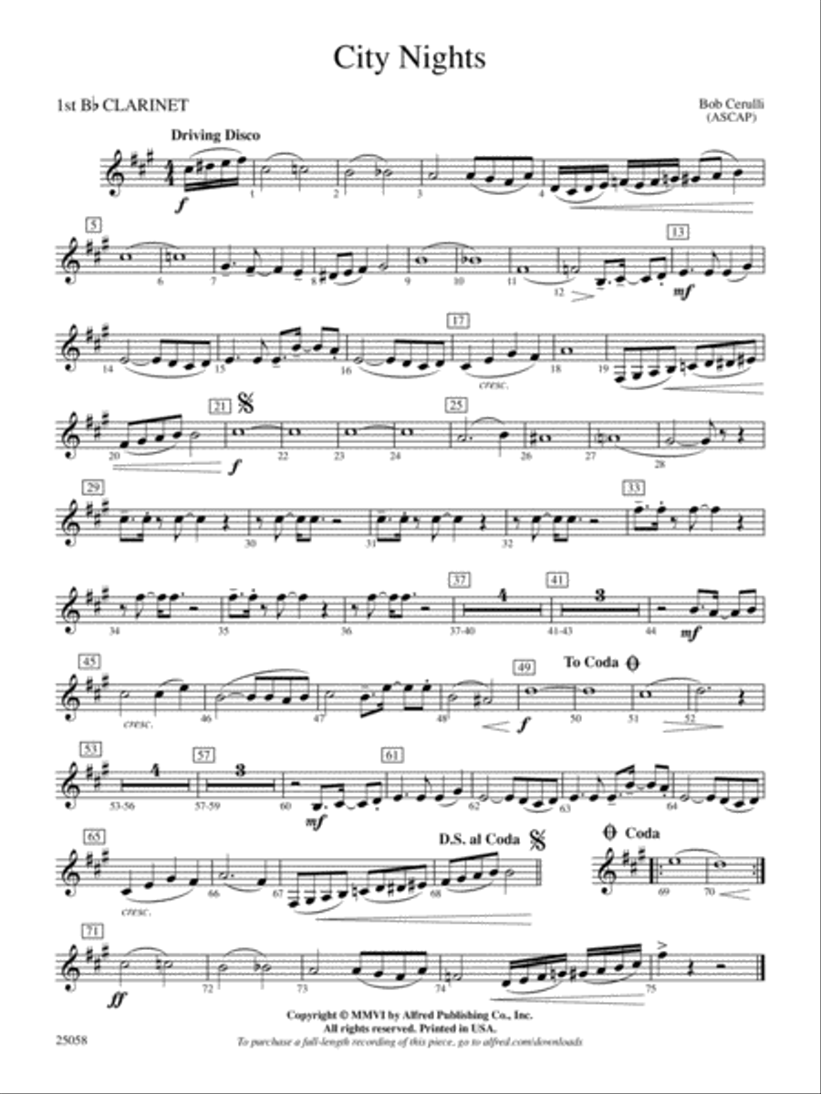 City Nights: 1st B-flat Clarinet Full Orchestra scores gallery preview page 1