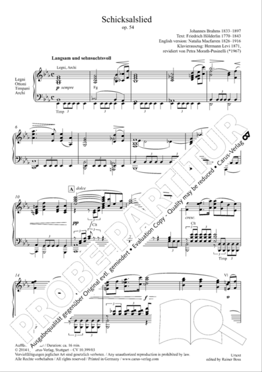 Schicksalslied, Op. 54 4-Part scores gallery preview page 6