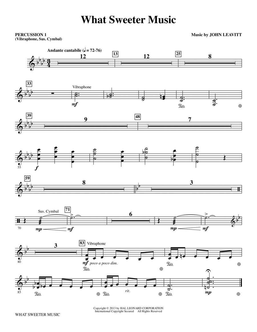 What Sweeter Music - Percussion 1 Choir scores gallery preview page 1